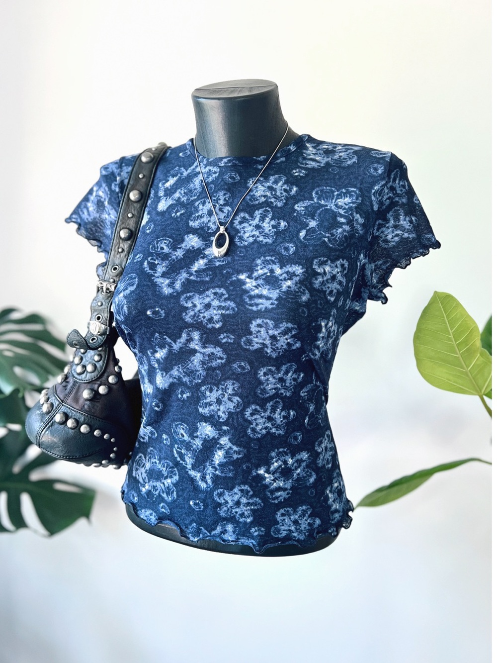 Vintage 1998 Garage | Blue Mesh Floral Top